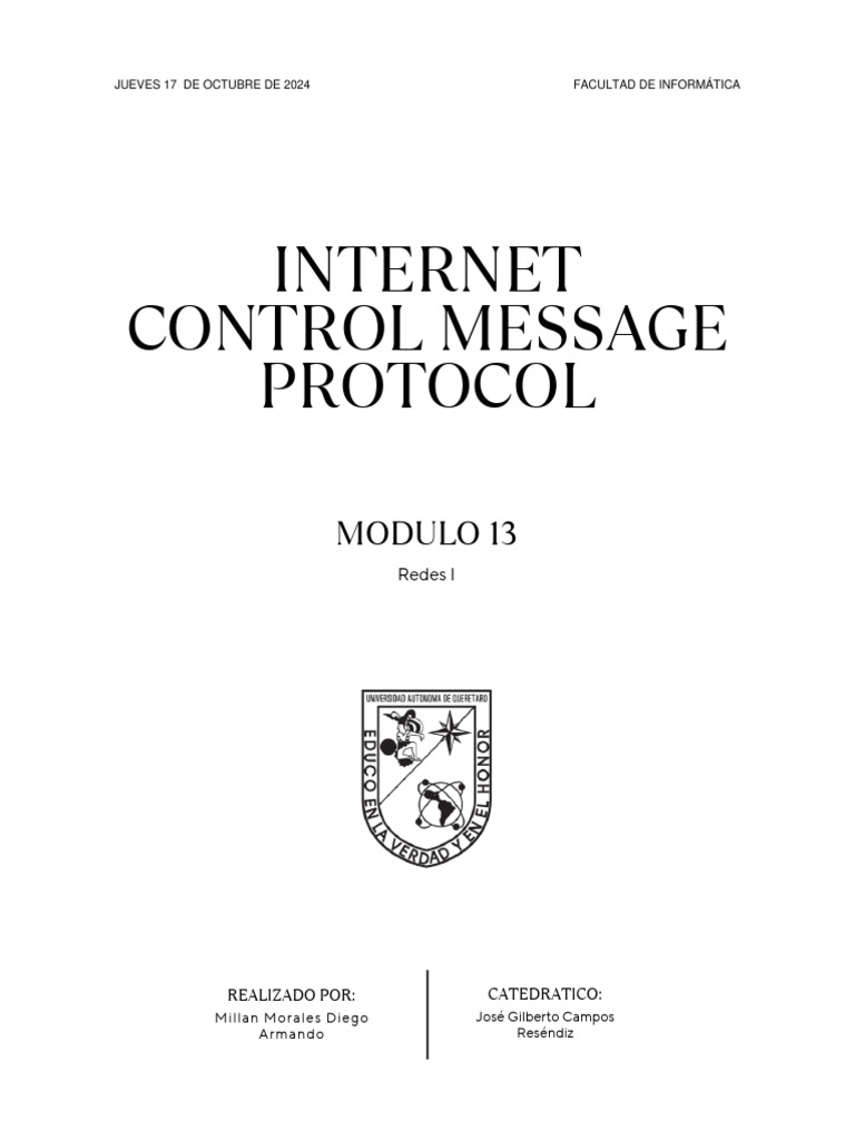 Internet Control Message Protocol - MillaMoralesDiegoArmando | PDF