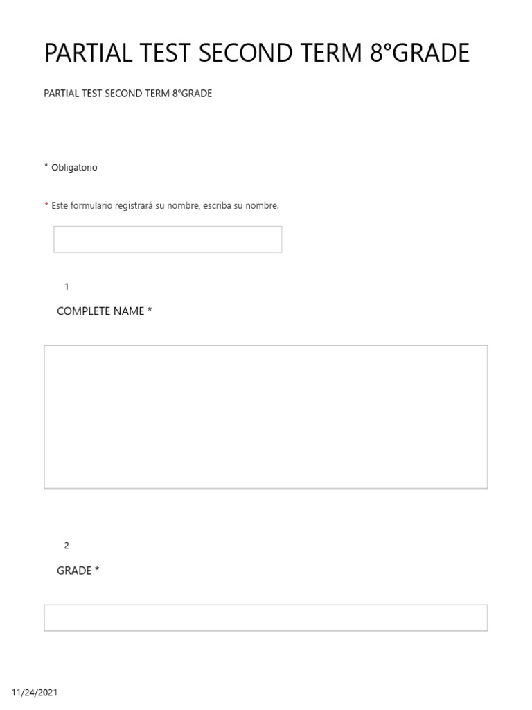 PARTIAL TEST SECOND TERM 8°GRADE Segundo Periodo Octavo | PDF | Human ...