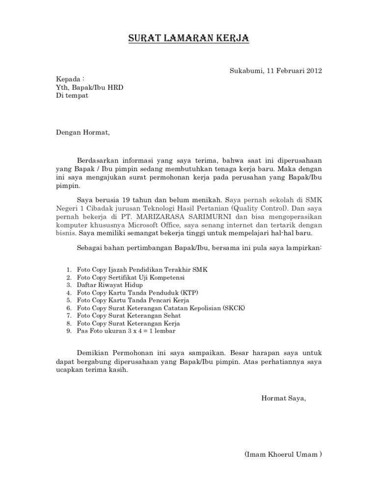 Download 81+ Contoh Surat Lamaran Kerja Quality Assurance Gratis Terbaru