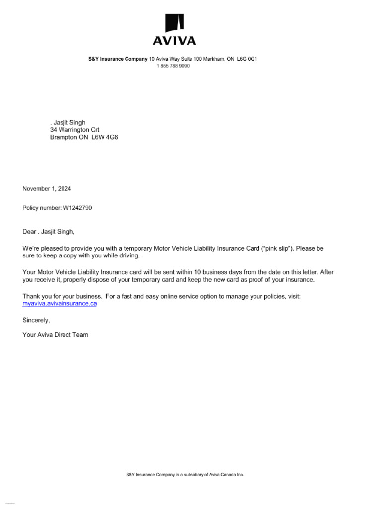 Temporary Liability Slip - W1242790 | PDF