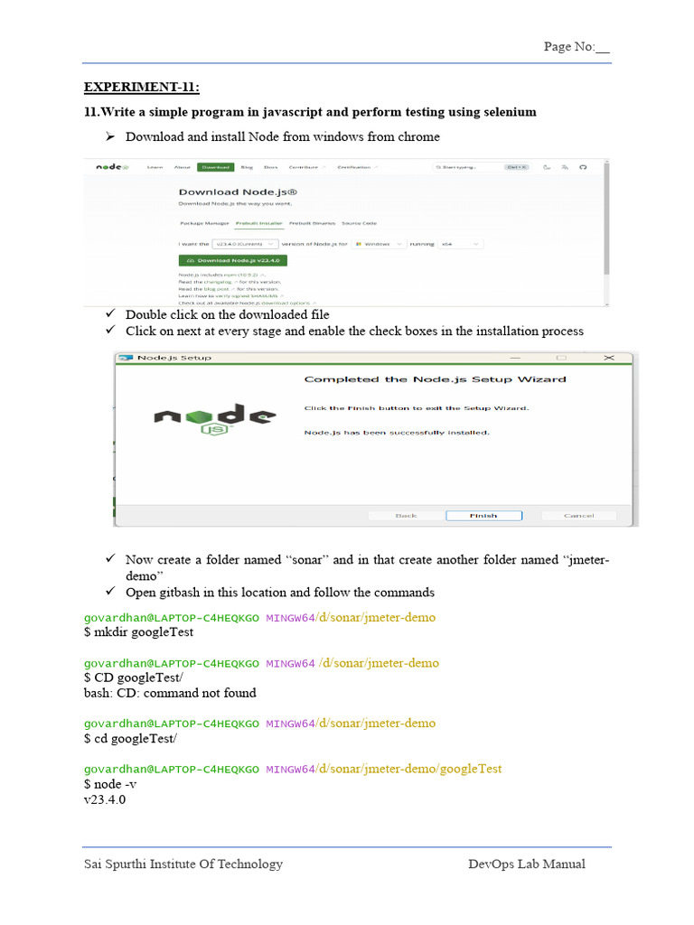 DevOps Lab: JavaScript Selenium Test | PDF | Computing | Software