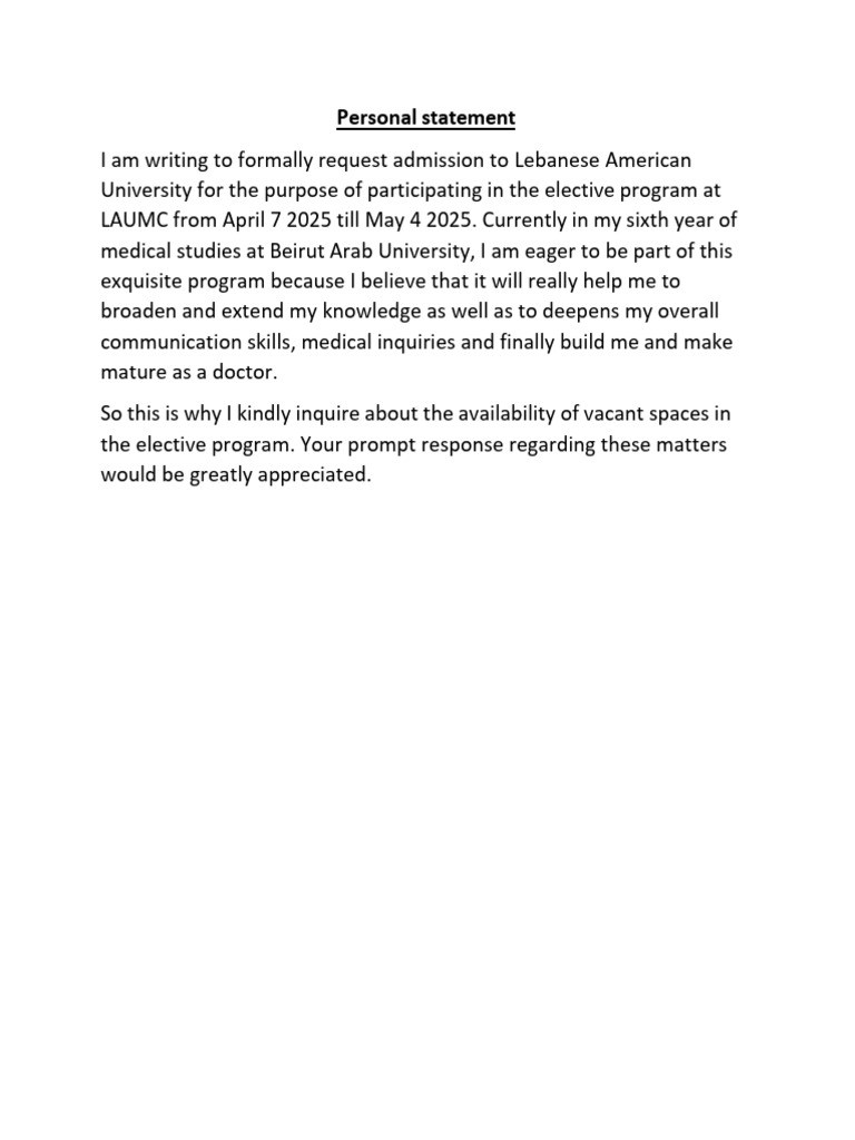 Personal Statement LAU | PDF