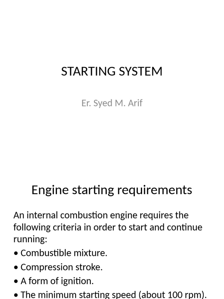 Starting System 1 | PDF