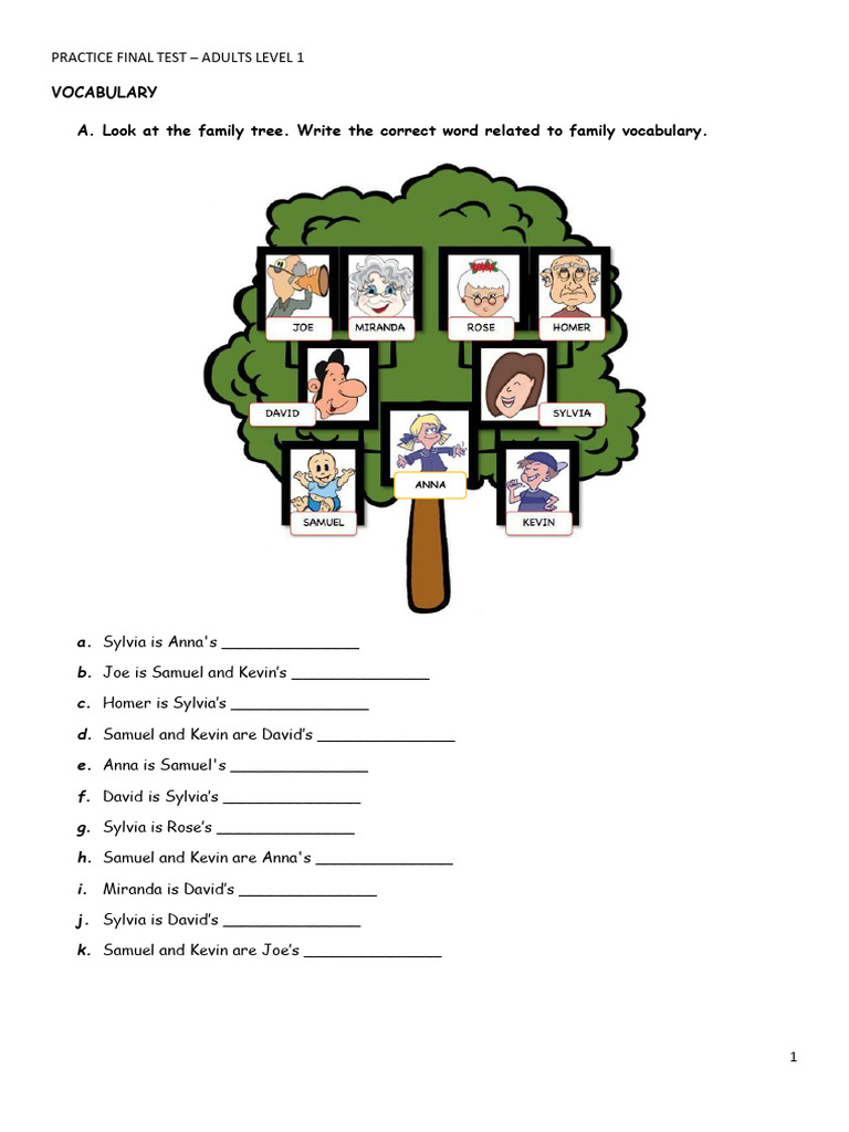 Adult Level 1 Final Test Practice | PDF