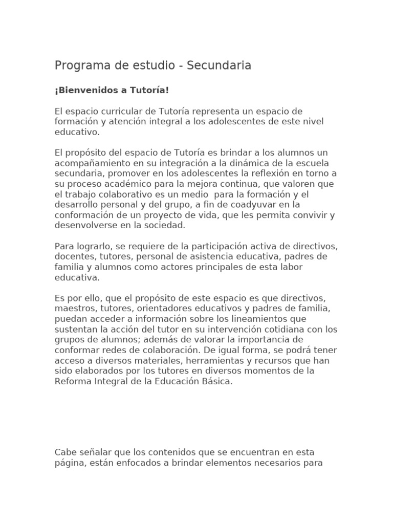 Tutoría Integral en Secundaria | PDF