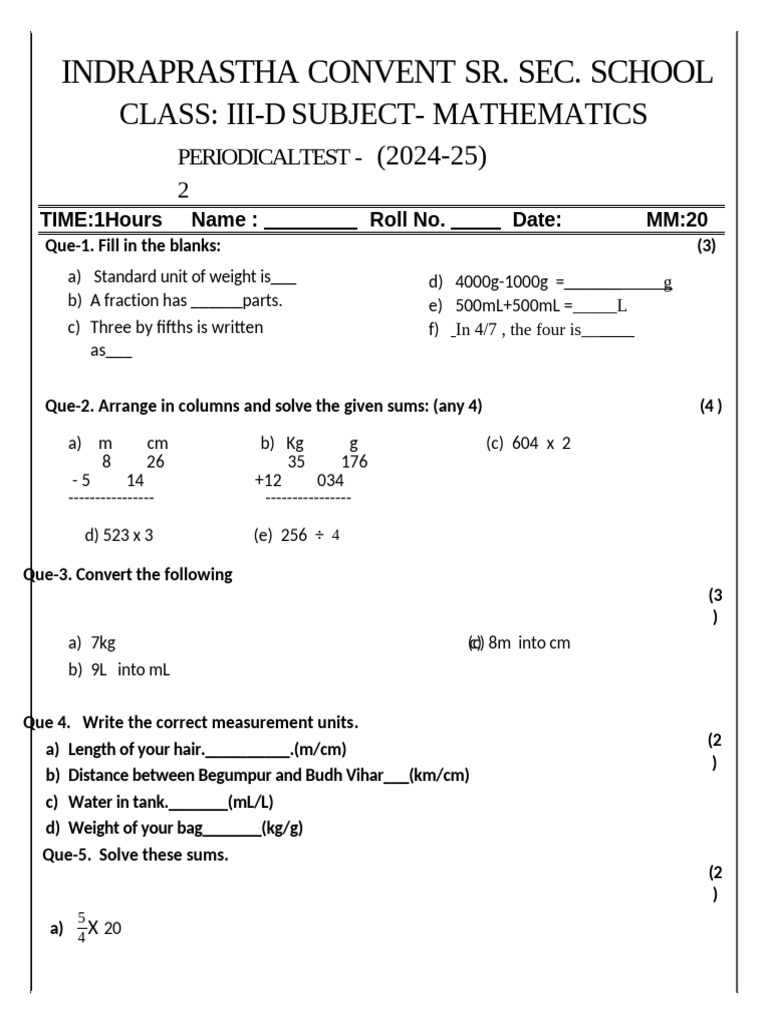 Classiii Pt-3mathssetb | PDF | Metrology