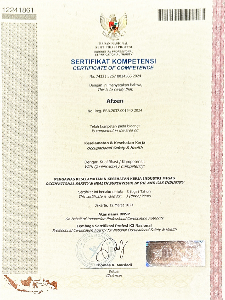 SERTIF Afzen | PDF