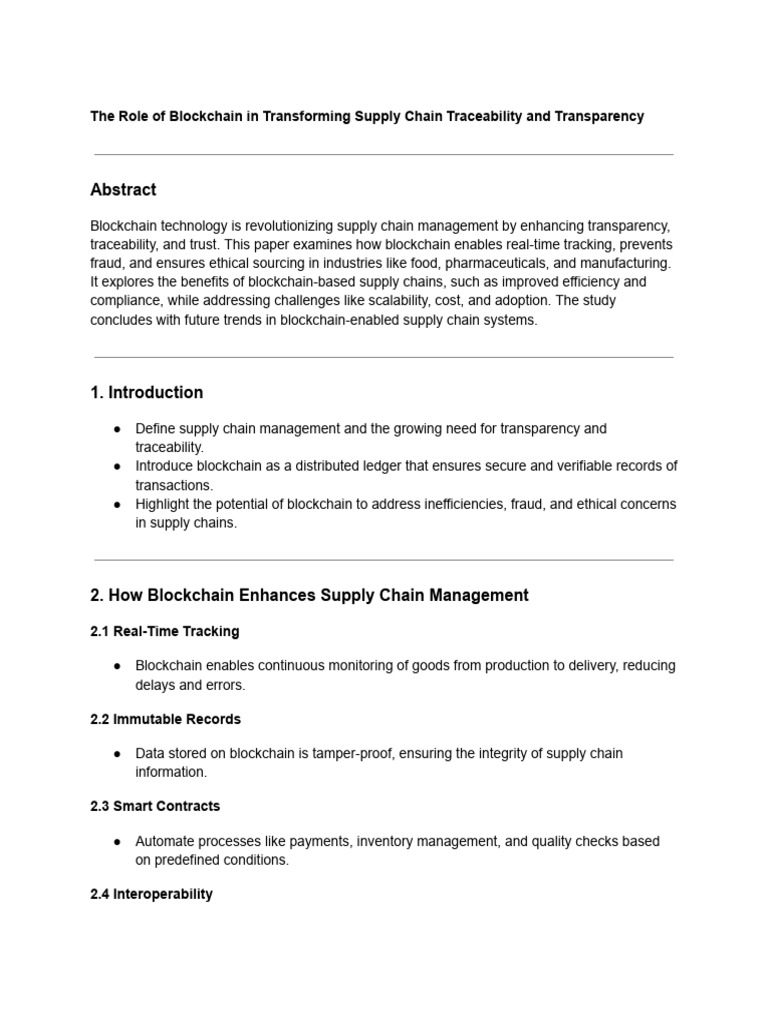 The Role of Blockchain in Transforming Supply Chain Traceability and ...
