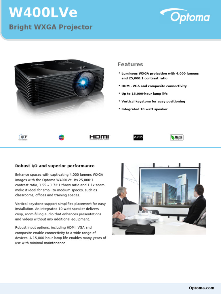 Bright WXGA Projector: Features | PDF | Imaging | Computer Engineering