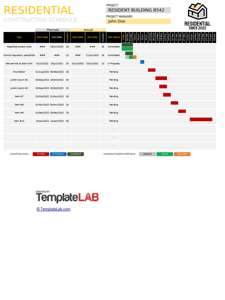 Residential Construction Schedule TemplateLab Com | PDF