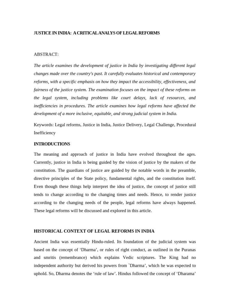 Legal Reforms and Justice in India | PDF | Crimes | Crime & Violence