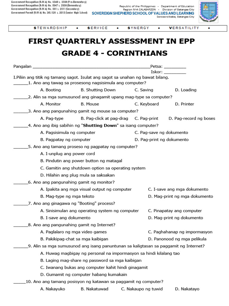 1st QTR Epp 4 | PDF
