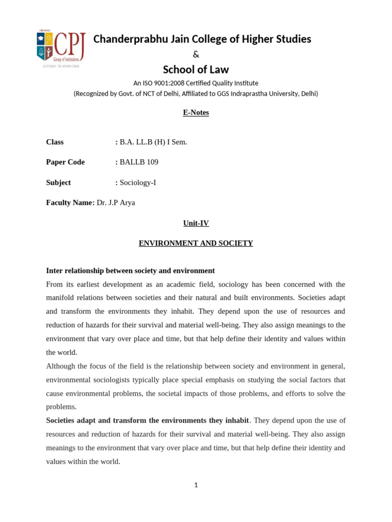 109 UNIT 4 2023 e Notes | PDF | Environmental Resource Management ...