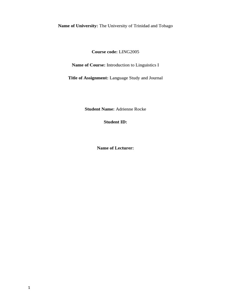 UTT Linguistics Journal Assignment Sample | PDF | Word | Morphology ...