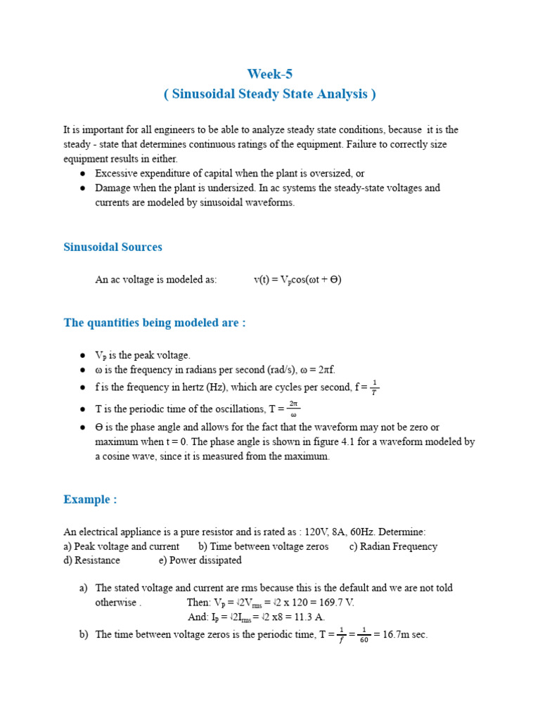 Sinusoidal Steady State Analysis Guide | PDF | Electrical Impedance ...