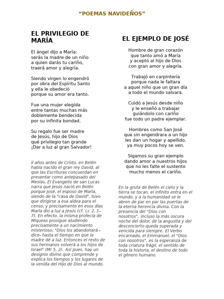 Poemas sobre la Navidad y el Nacimiento de Jesús | PDF | María, madre ...