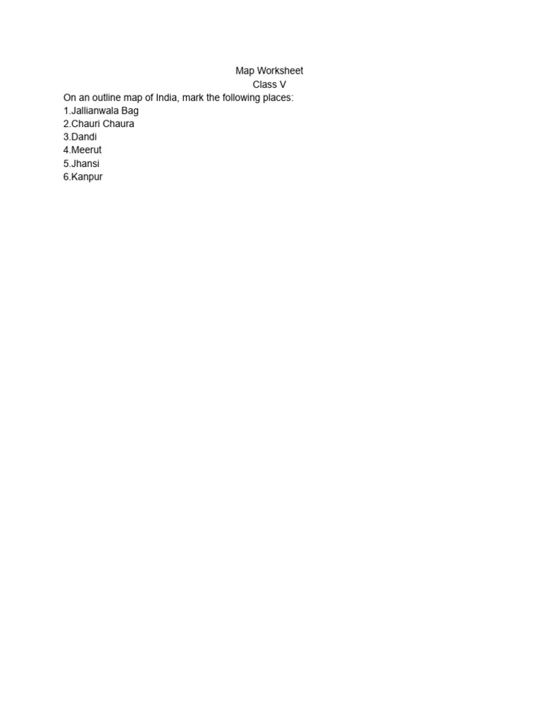Map Worksheet Class 5 | PDF