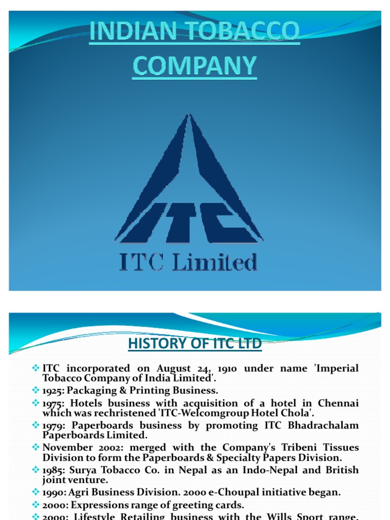 itc indian tobacco company careers Success Story INDIAN TOBACCO CORPORATION.pptx