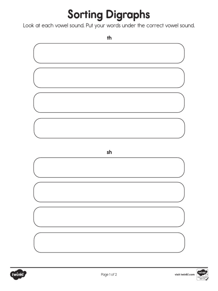 First Grade Digraph Sorting | PDF
