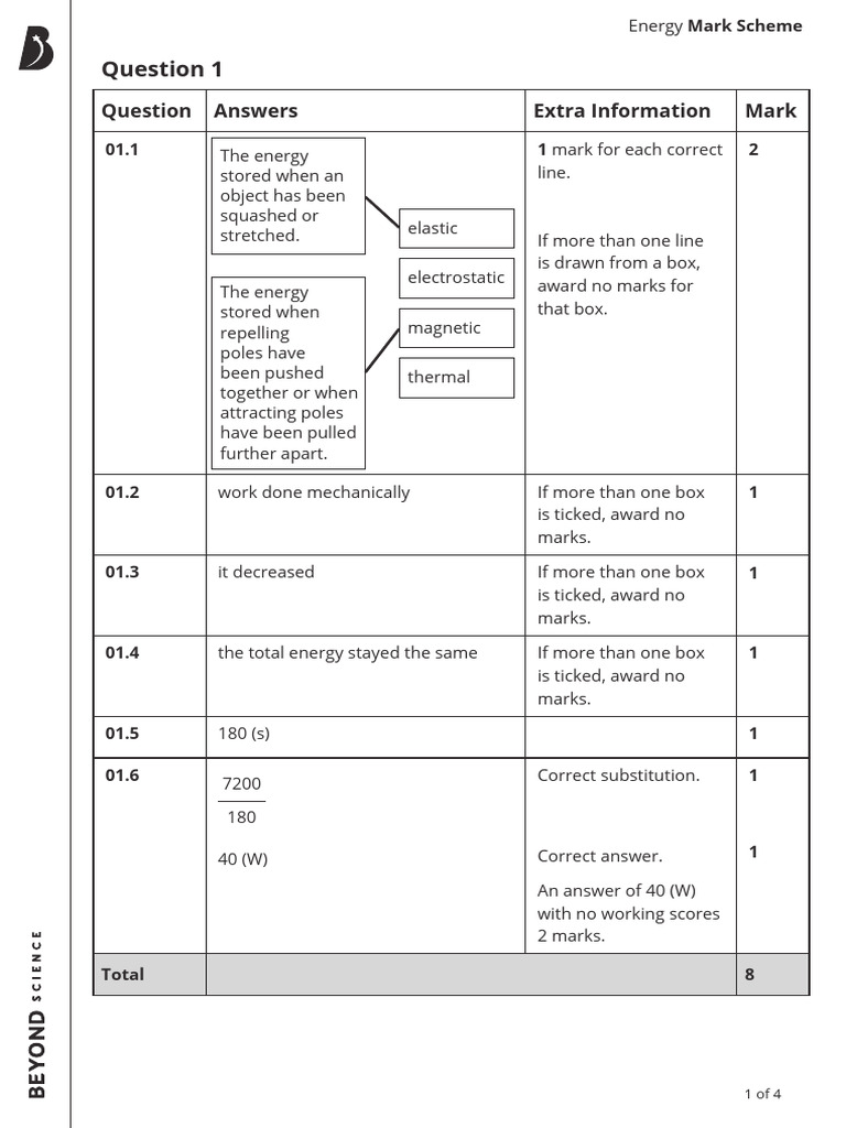 KS3 Science Energy Mark Scheme | PDF | Climate Change | Electricity ...