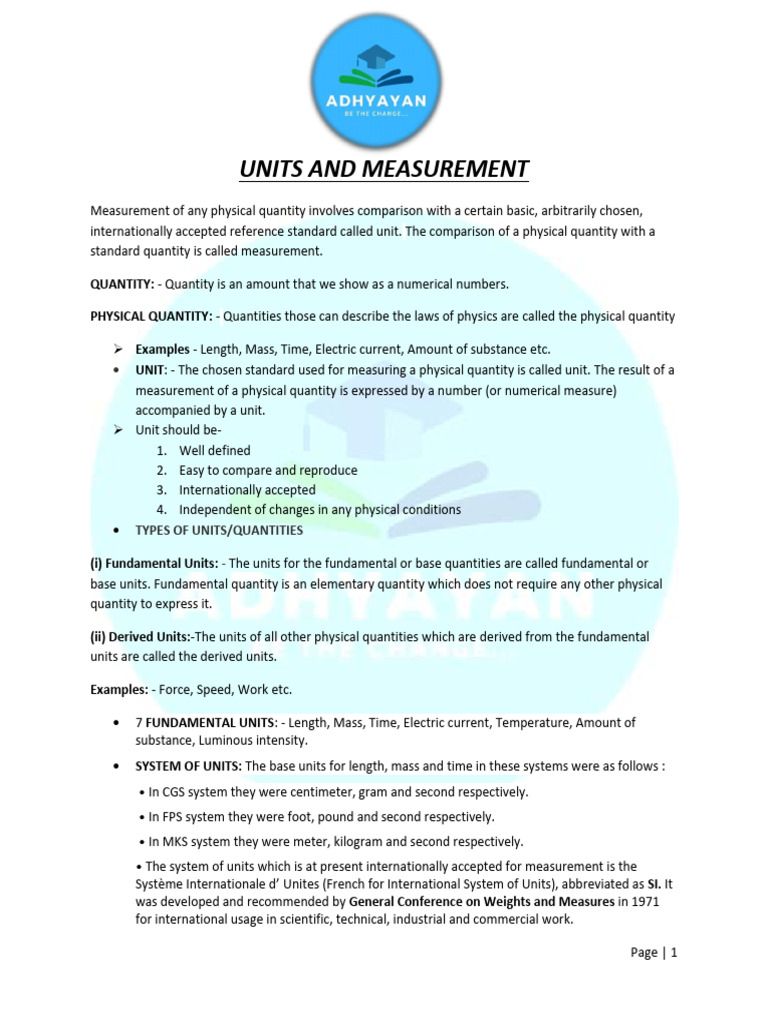 UNITS AND MEASUREMENT notes_15440456_2023_02_12_01_00 | PDF ...