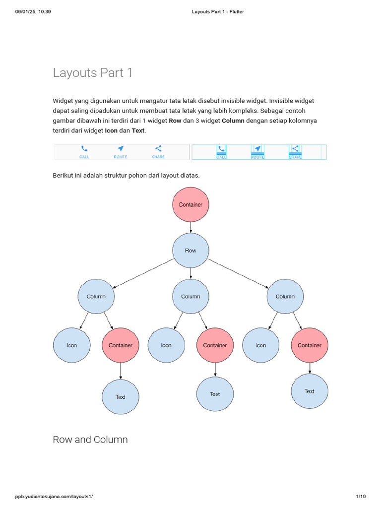 Layout Dasar dengan Row dan Column Flutter | PDF