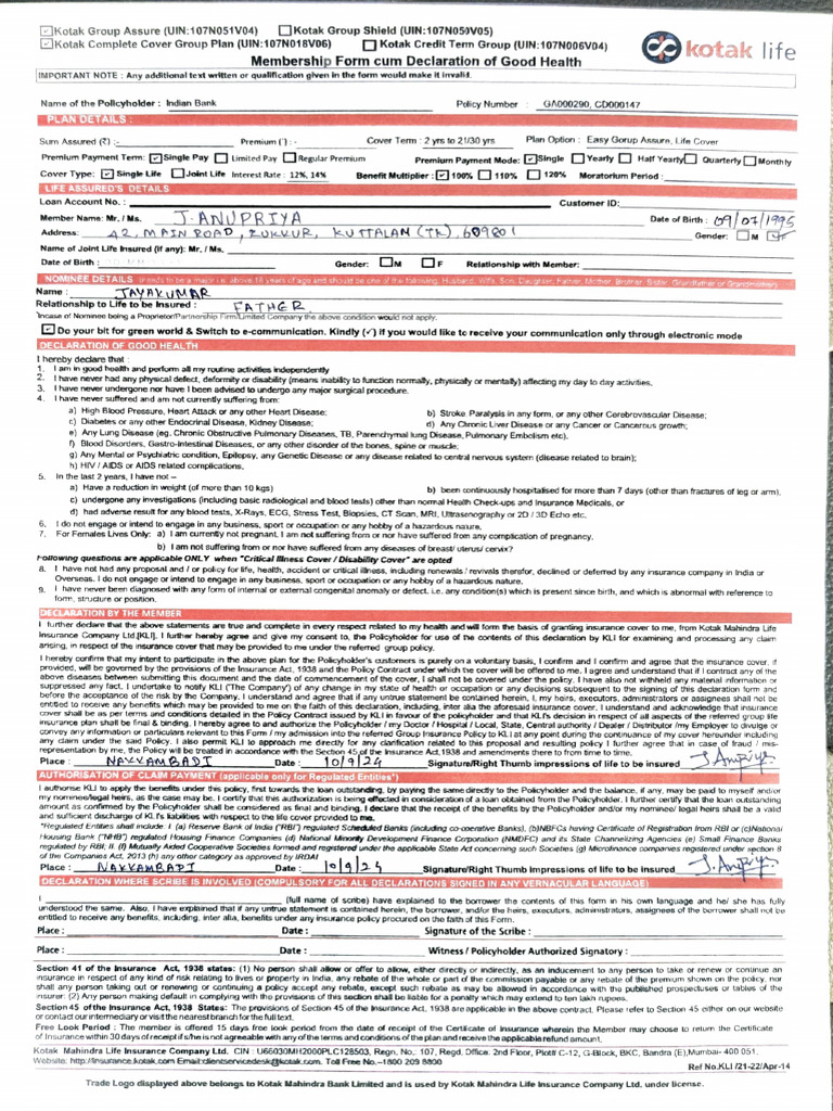 Adobe Scan 10 Sept 2024 | PDF | Insurance | Lung