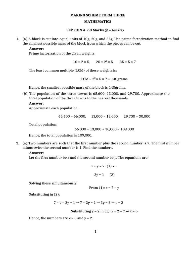 Marking Math f.3 | PDF