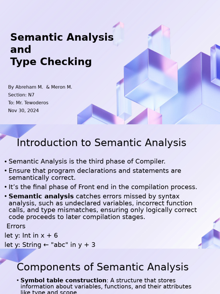Semantic Analysis and Type Checking Guide | PDF | Scope (Computer ...