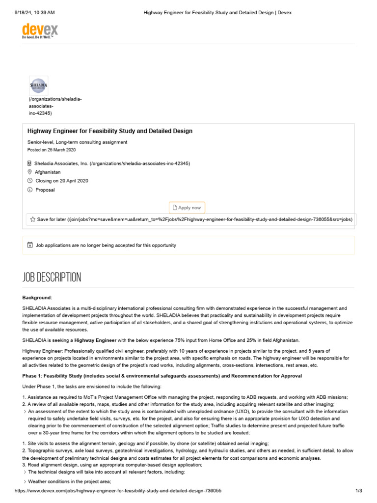 highway-engineer-for-feasibility-study-and-detailed-design-devex