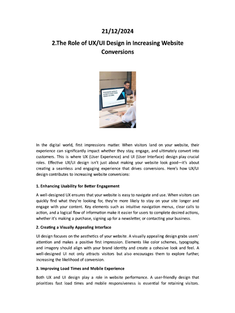 The Role of UX UI Design in Increasing Website Conversions | PDF