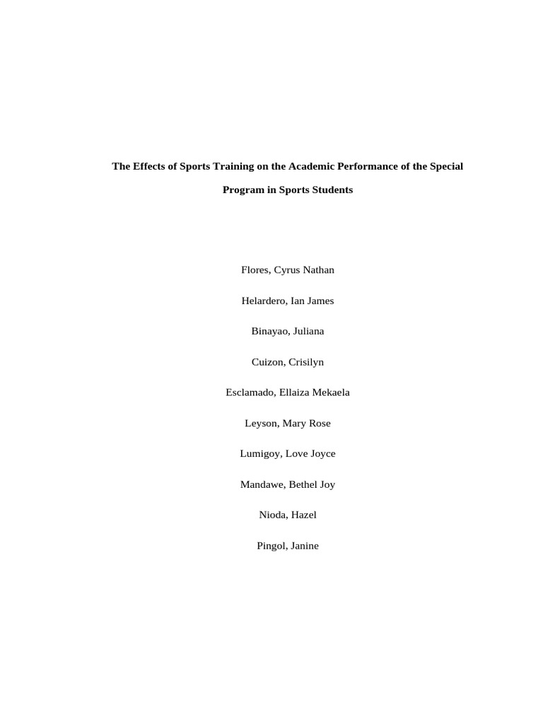 Research. The Effects of Sports Training To The Academic Performance of ...