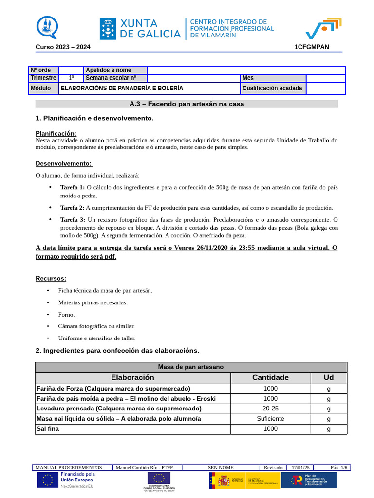 1CFGMPAN23-24 EPB UT2 Exercicio Pan Artesano | PDF