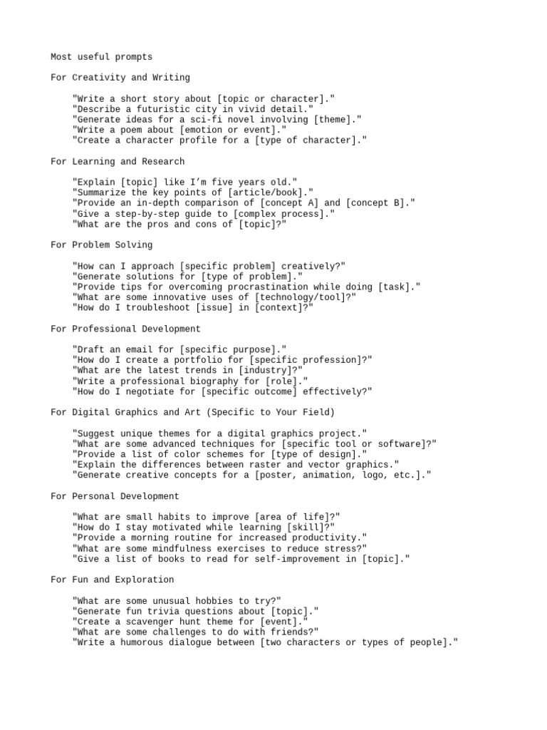 Most useful prompts pdf