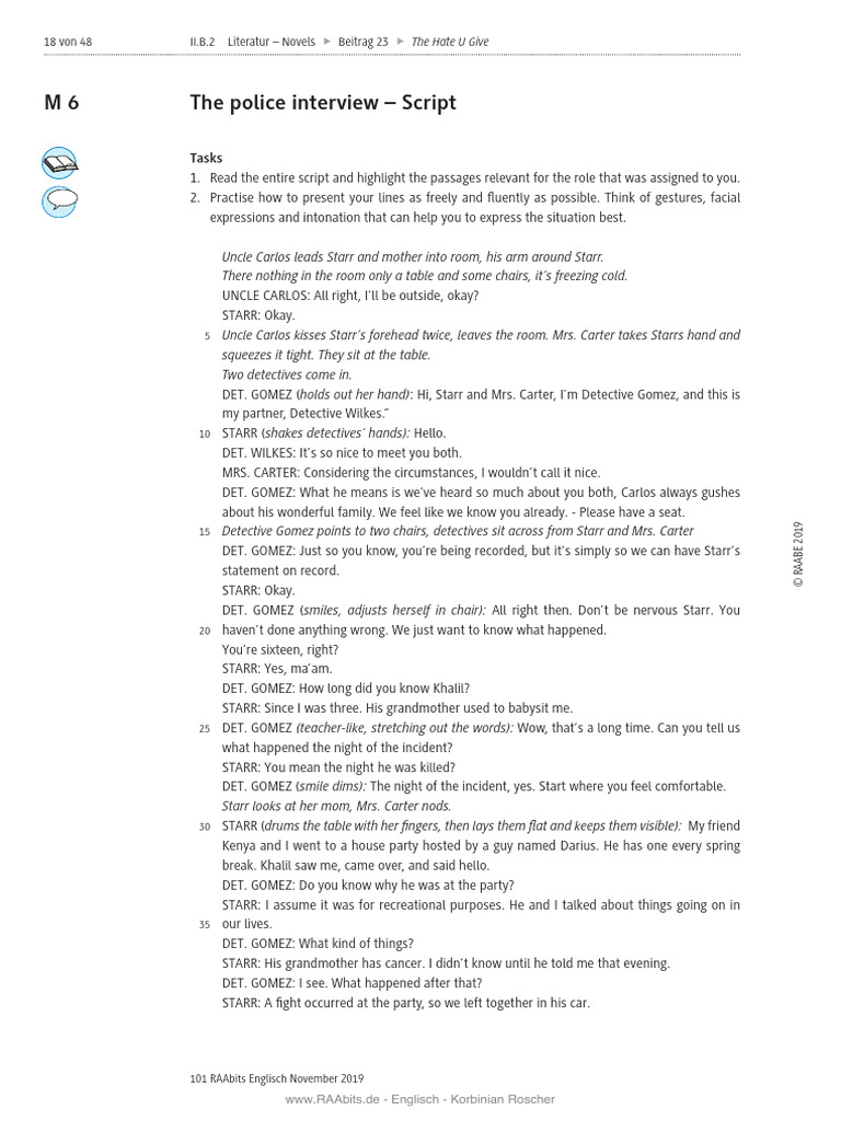 Police Interview Script from 