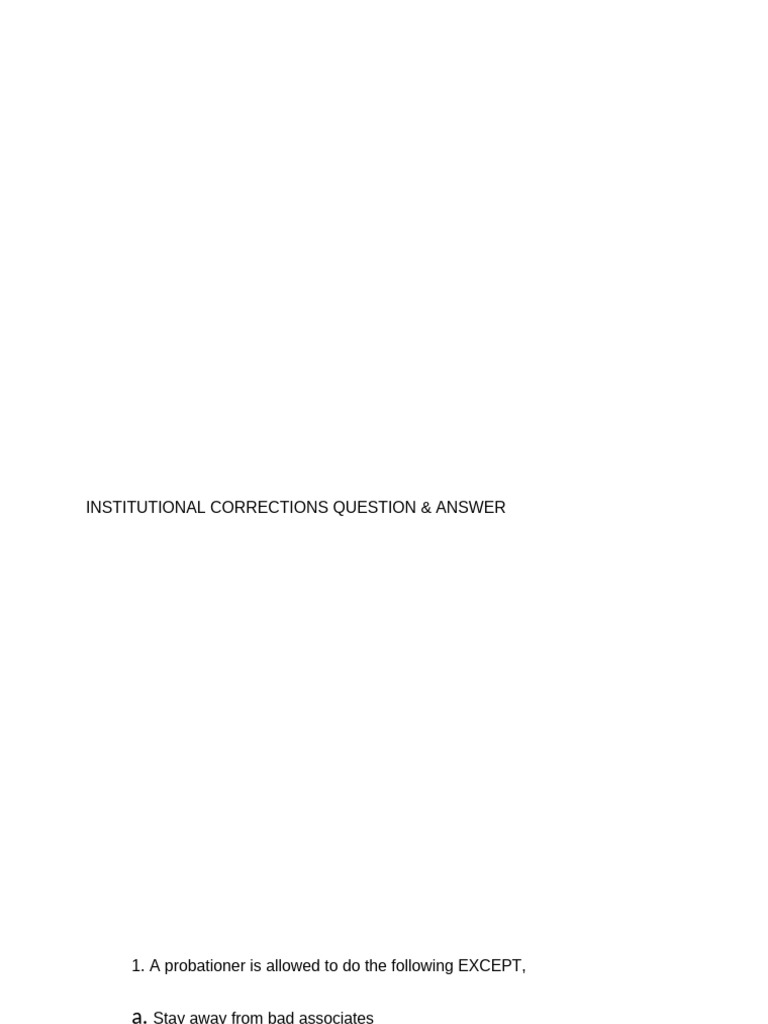 Institutional Corrections Q&A Guide | PDF | Pardon | Prison