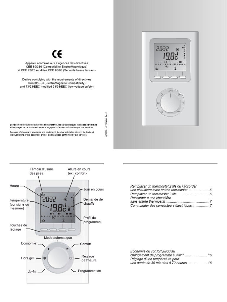 Guide d'installation et d'utilisation du thermostat | PDF | Phénomène ...