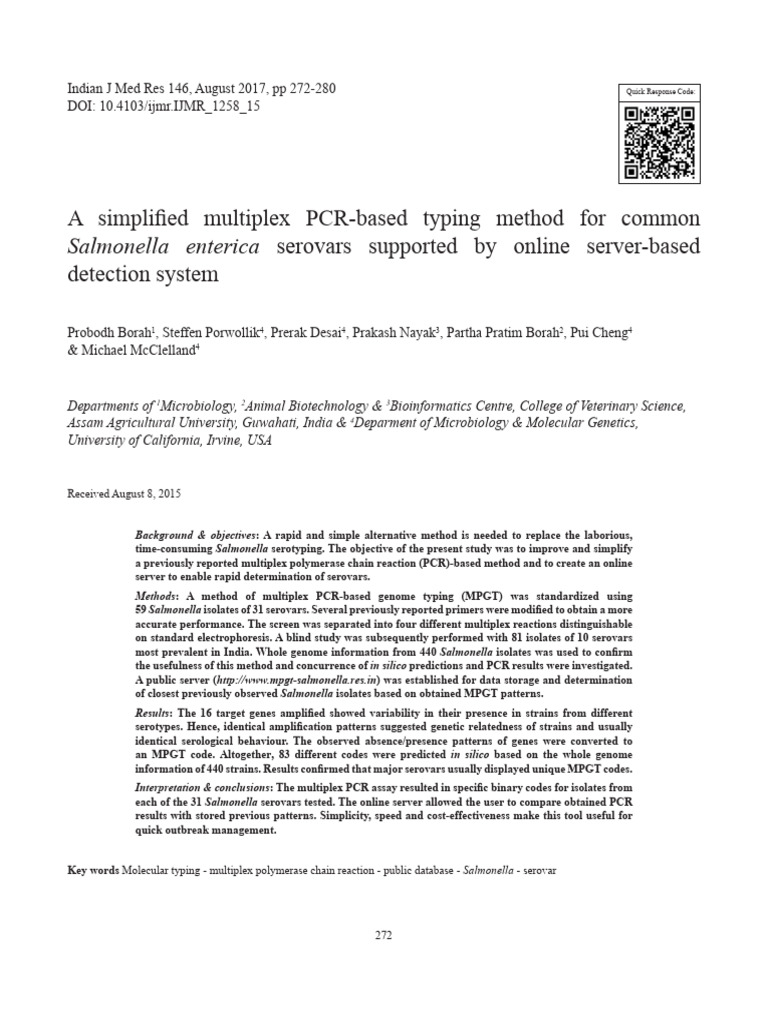 A Simplified Multiplex Pcr Based Typing Method for.18 - Copy | PDF ...