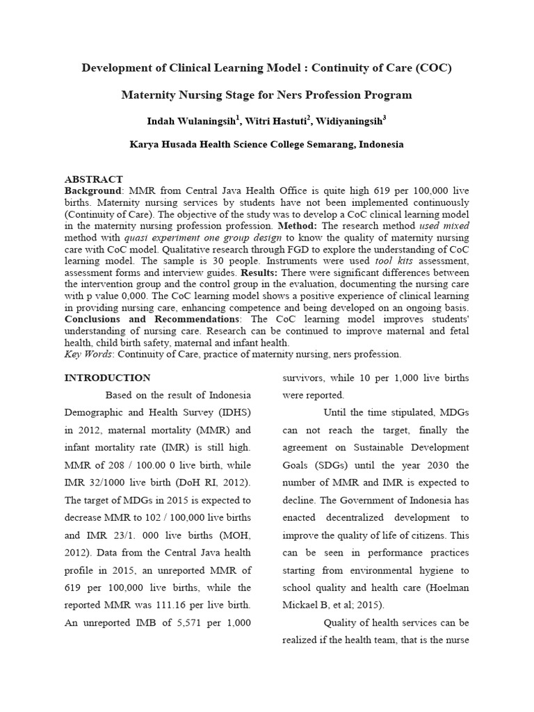 Development Continuity of Care (CoC) | PDF | Nursing | Childbirth