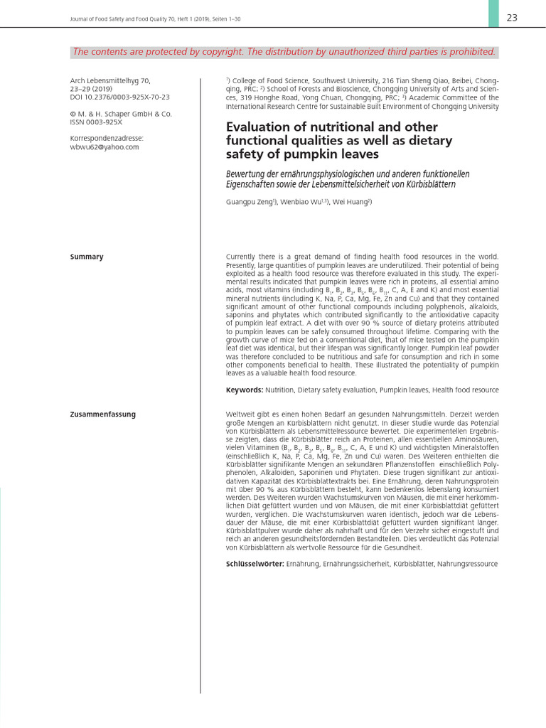 Evaluation of Nutritional and Other Functional Qualities As Well As ...