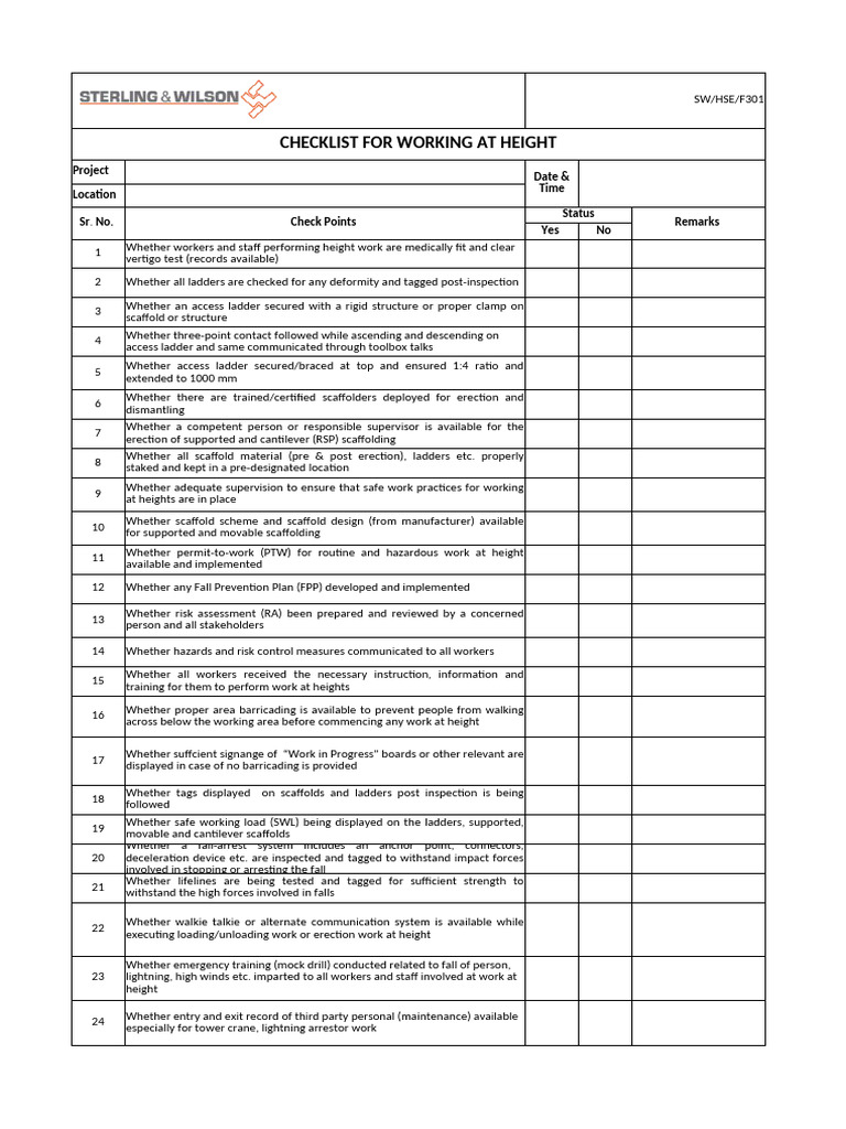 WORKING AT HEIGHT | PDF | Safety