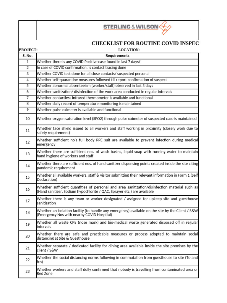 Routine Covid Inspection | PDF | Disinfectant | Hygiene