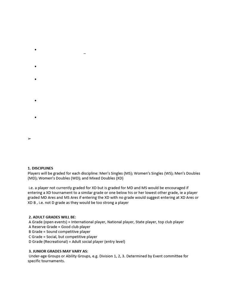 BAWA Badminton Grading Rules Guide | PDF