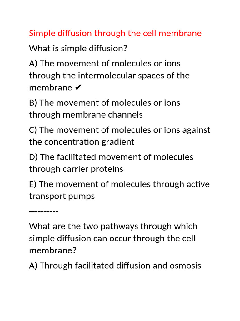 Understanding Simple Diffusion in Cells | PDF | Ion Channel | Cell Membrane