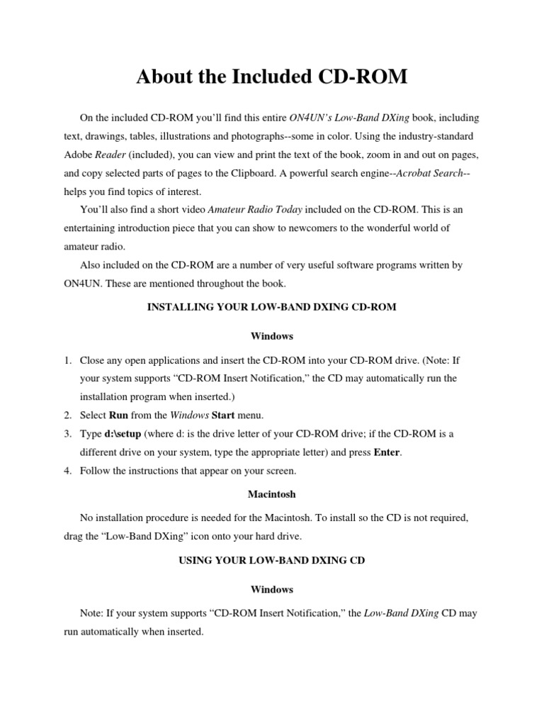 Low-Band DXing CD-ROM Guide | PDF | Microsoft Excel | Installation ...