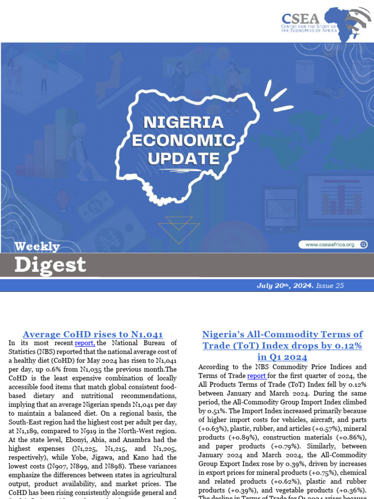 Nigeria Economic Update 20240720 | PDF | Agriculture | Terms Of Trade