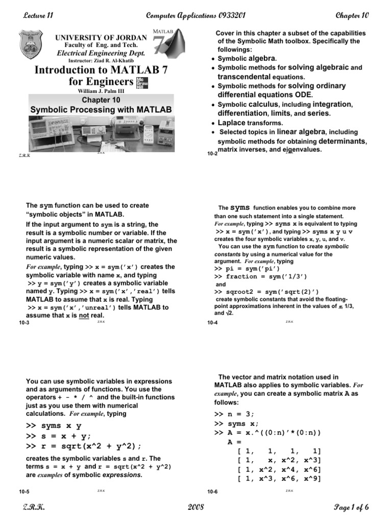 Matlab 10 Slide | PDF | Function (Mathematics) | Matrix (Mathematics)