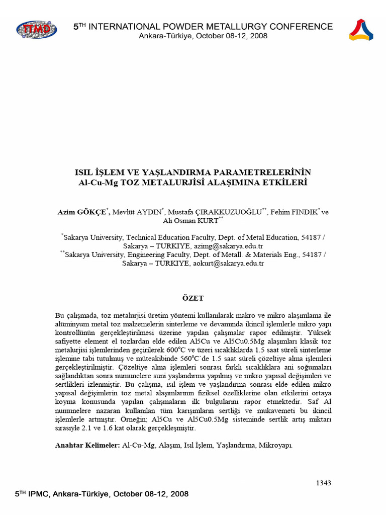 Isil Islem Ve Yaslandirma Parametrelerin | PDF