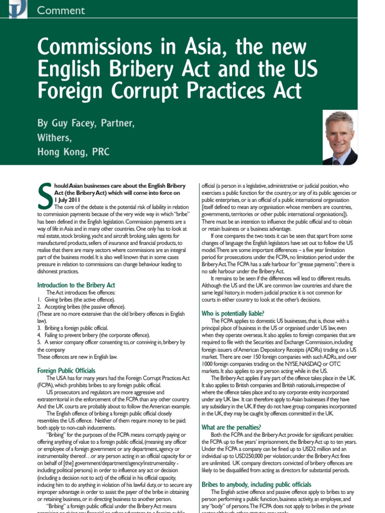Final Bribery Act Article Pdf Bribery American Depositary Receipt