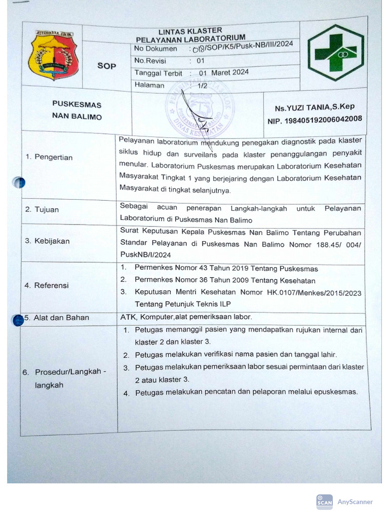 SOP Pelayanan Labor | PDF